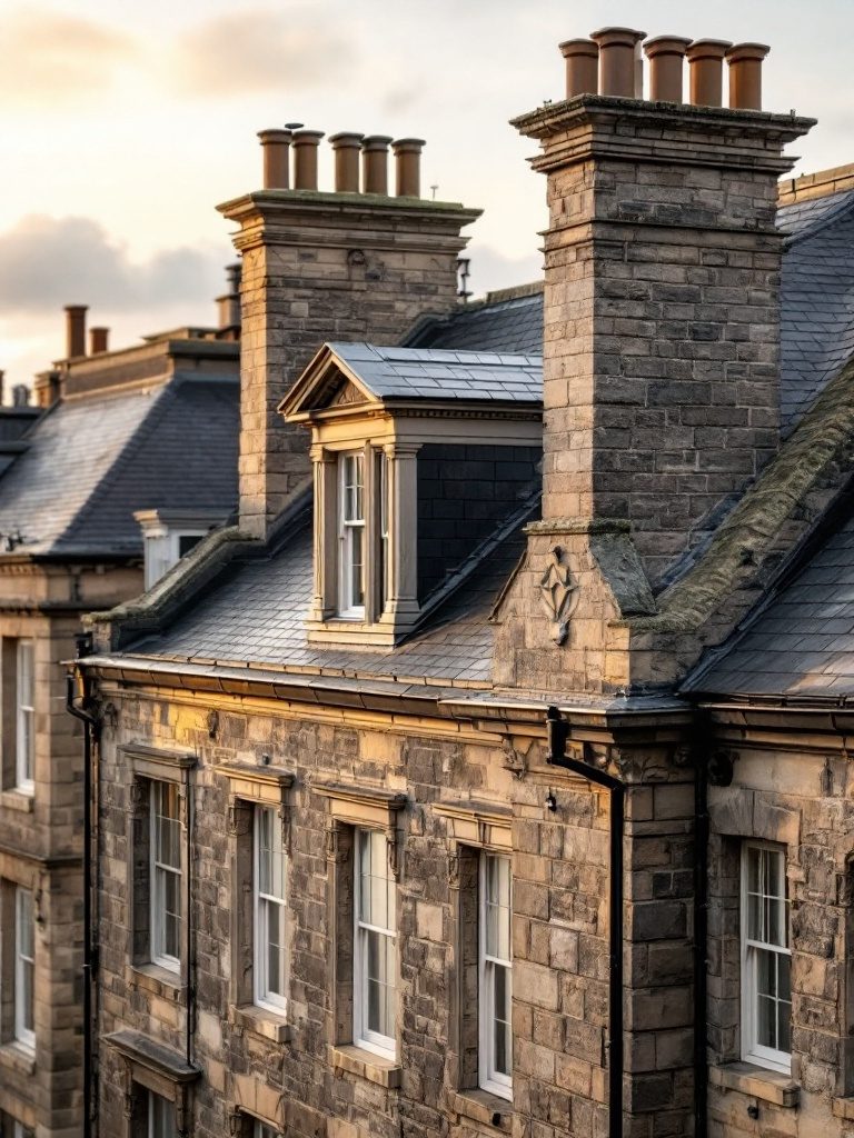 Conservation slate and lead work on a B-listed Edinburgh New Town roof